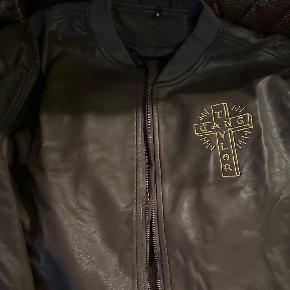 Taylor Black Bomber Jacket with Gold Embroidery